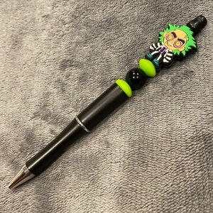 Halloween Beetlejuice Green Black Beaded Pen Writing Stationary